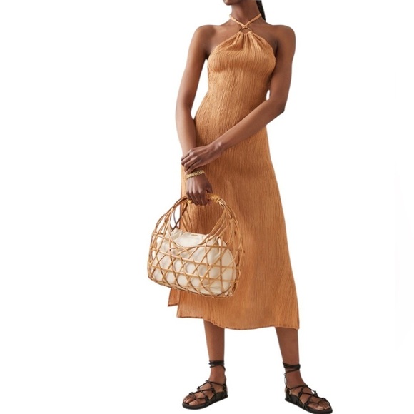 Savannah Morrow The Label Lana Dress Maxi Sandstone Silk Bamboo NWT - Picture 1 of 14